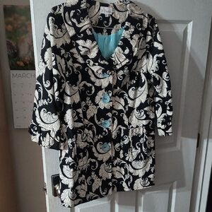 3 Sisters Black and Cream Floral Blazer